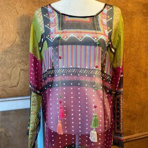 Johnny Was Sheer Tunic Blouse